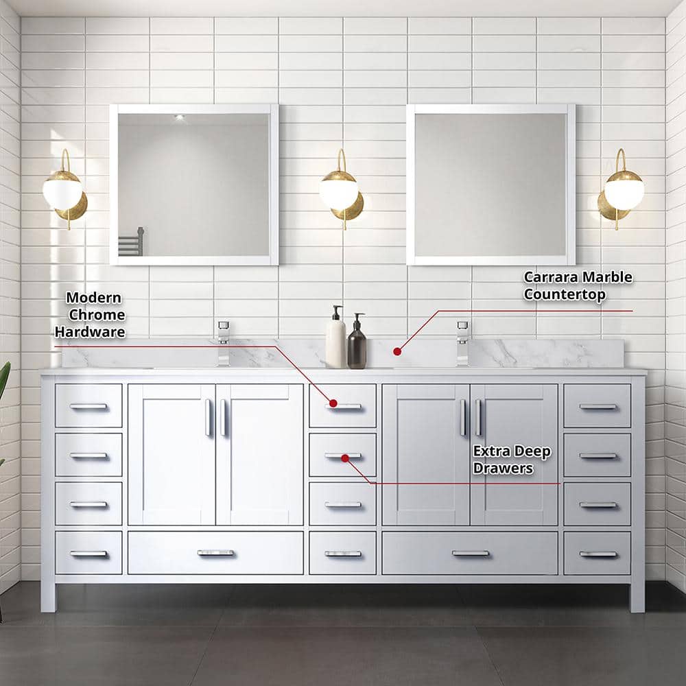 Jacques 84" White Double Freestanding Vanity Cabinet