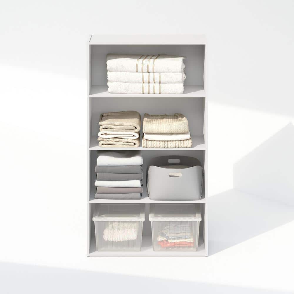 White Engineered Wood 4-Tier Freestanding Shelf
