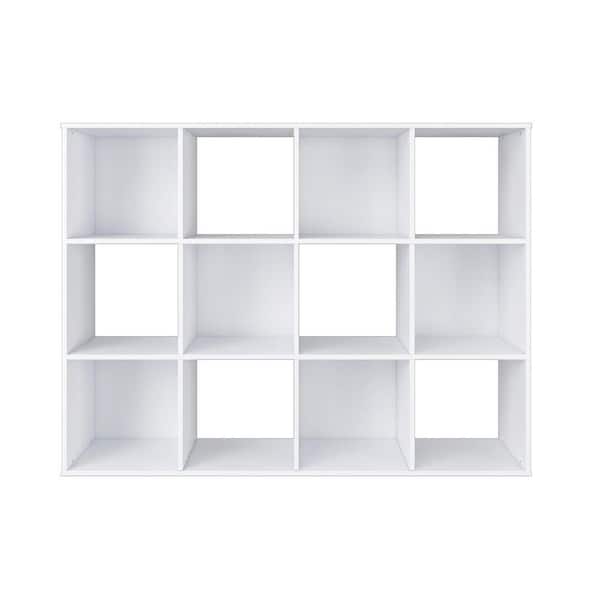 34.96 in. Tall White Wood 3-Shelf Etagere Bookcase