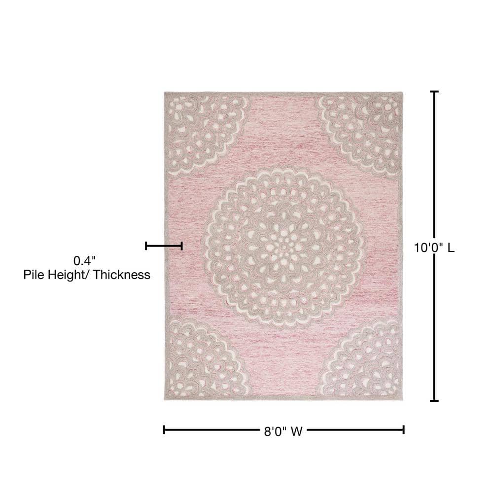 Elegant Ivory Floral Hand-Tufted Wool Area Rug, 8' x 10'