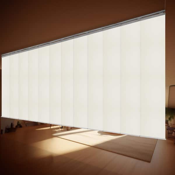 EMOH Putty 140 in. x 260 in. W x 94 in. L Adjustable 12-Panel, Satin Nickel Double Rail Panel Track with 23.5 in. Slates