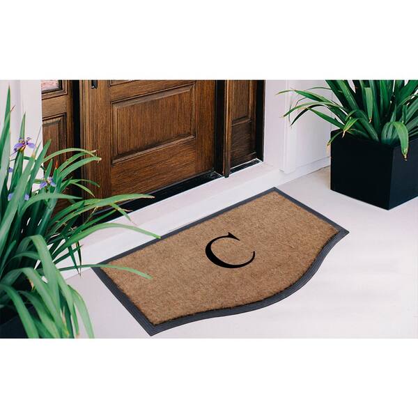 Monogram Circle Border Personalized Doormat Flocked Coir Door