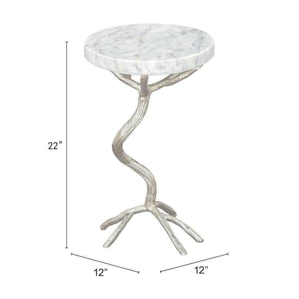 ZUO Joel 12 in.W White 22 in.H Round Marble End Table 109560