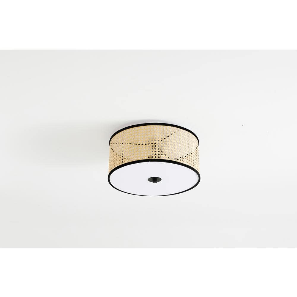 Nakuv 16'' Black Bohemian LED Flush Mount with Velvet Accents