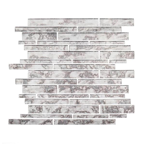 Jeff Lewis Wilshire Grey 11.75 in. x 12.5 in. Interlocking Glossy Glass Mosaic Tile (1.019 sq. ft./Each)