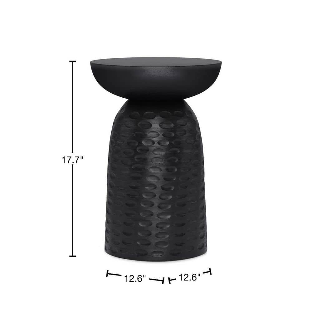 Boyd Black Mango Wood Round Accent Table