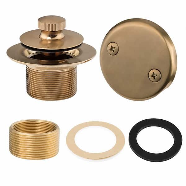 1-Piece Lift and Turn Tub Trim in Champagne Bronze Included 2 Hole Overflow Faceplate Universal Fine Coarse Thread
