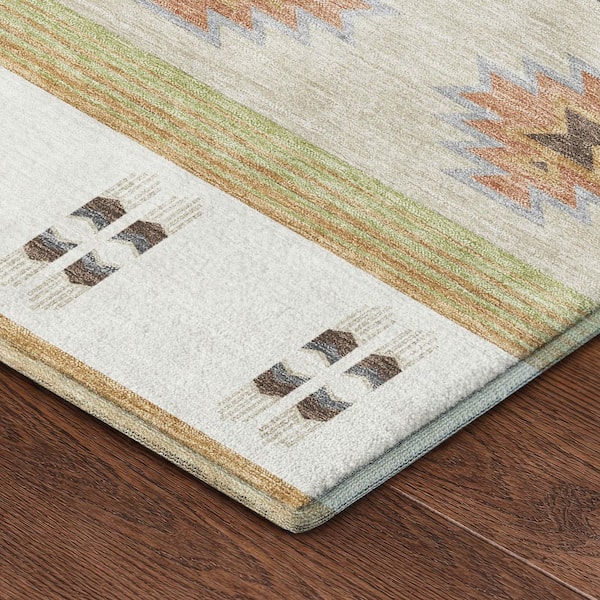 Mayfield Premium Machine Washable Abstract AMF2541 Ivory 3 ft. x 4 ft. Area Rug