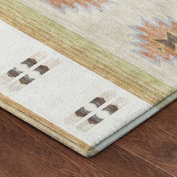 Mayfield Premium Machine Washable Abstract AMF2541 Ivory 8 ft. x 10 ft. Area Rug