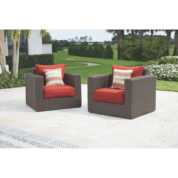 Home Decorators Collection Naples Brown Patio Lounge Chair with Spice Cushions (2-Pack)