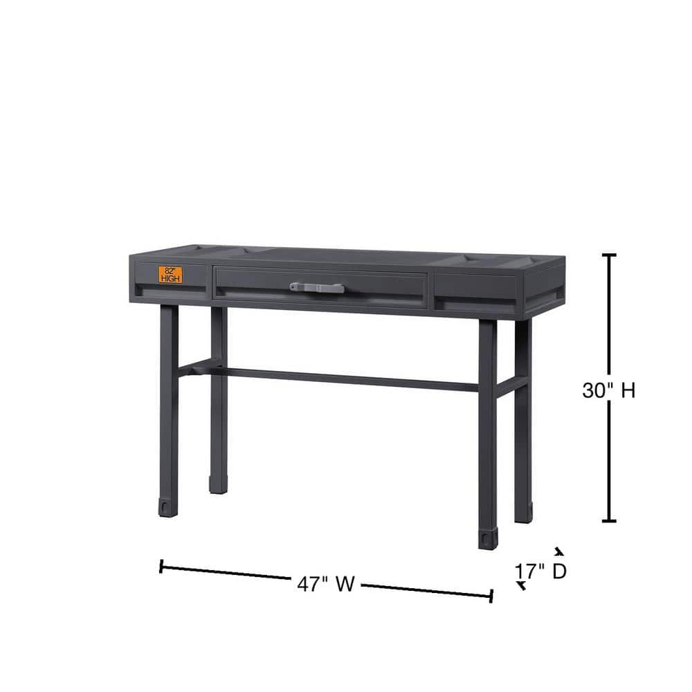 Gunmetal Industrial Metal Cargo Vanity Desk with Drawer