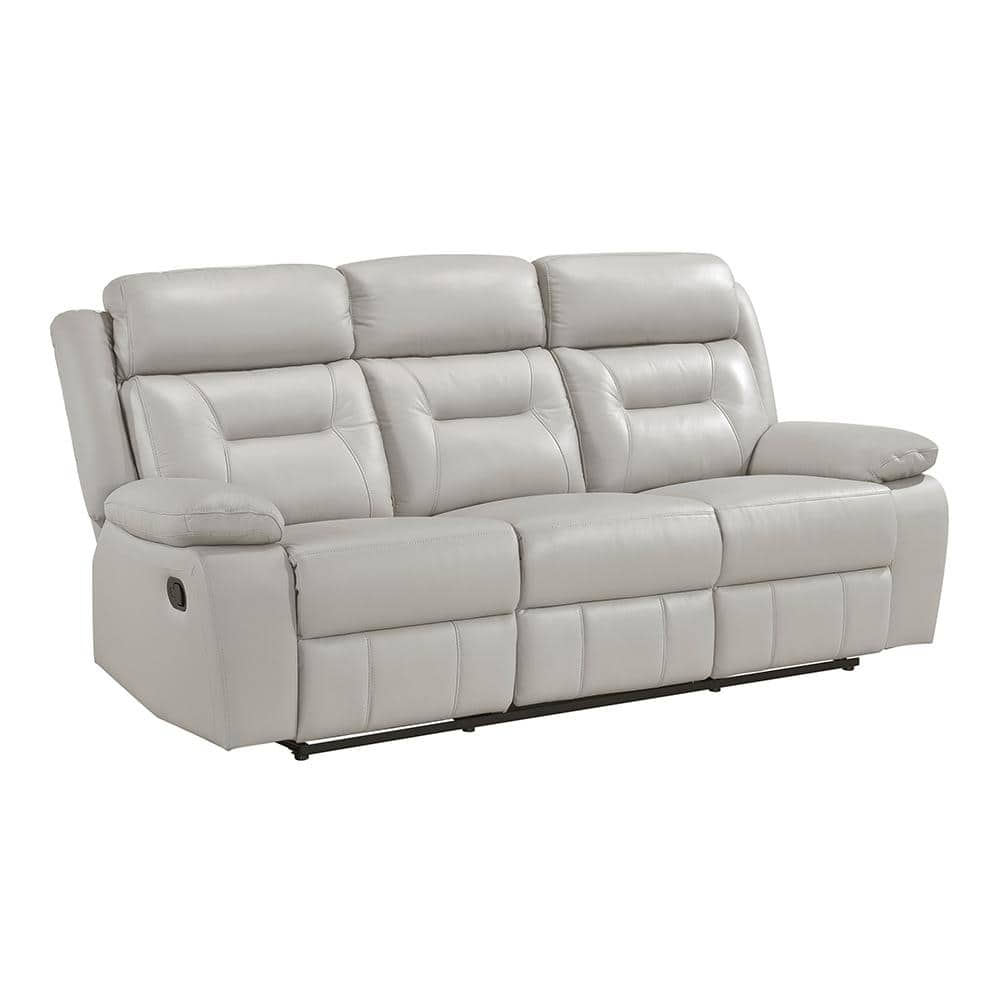 Emillia 87 in. W Pillow Top Arm Leather Rectangle Manual Double Reclining S