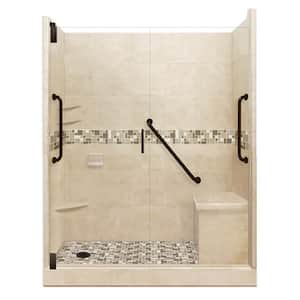Tuscany Freedom Grand Hinged 30 in. x 60 in. x 80 in. Left Drain Alcove Shower Kit in Brown Sugar and Old Bronze