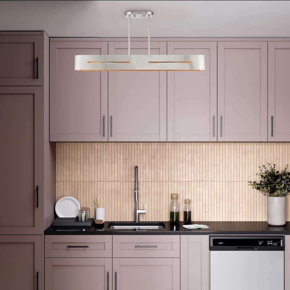 Brushed Nickel 4-Light Linear Chandelier with Medium Bulb Base