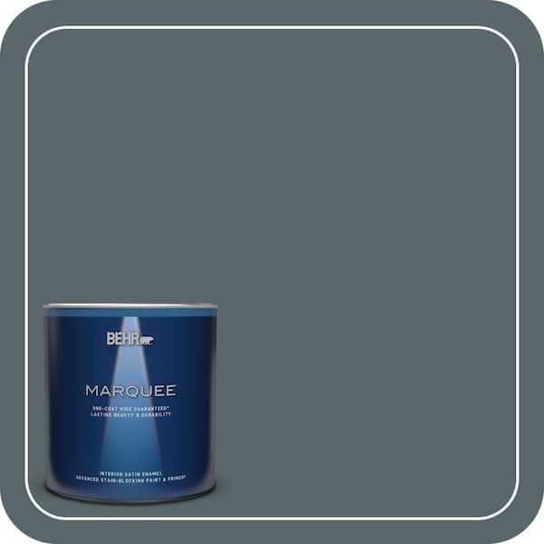 BEHR MARQUEE 1 qt. #N470-6 Whale Gray One-Coat Hide Satin Enamel Interior Paint & Primer