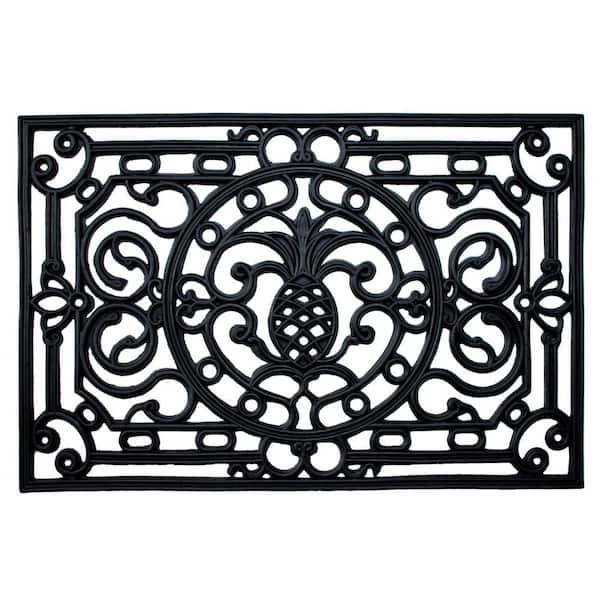Black 30 in. x 18 in. Rubber Non-Slip Indoor/Outdoor Door Mat
