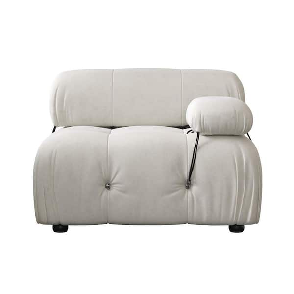 Chameleon 34.6 in. Square Arm Minimalism 1-piece Velvet Modular Sectional Sofa with Left Armrest in Beige