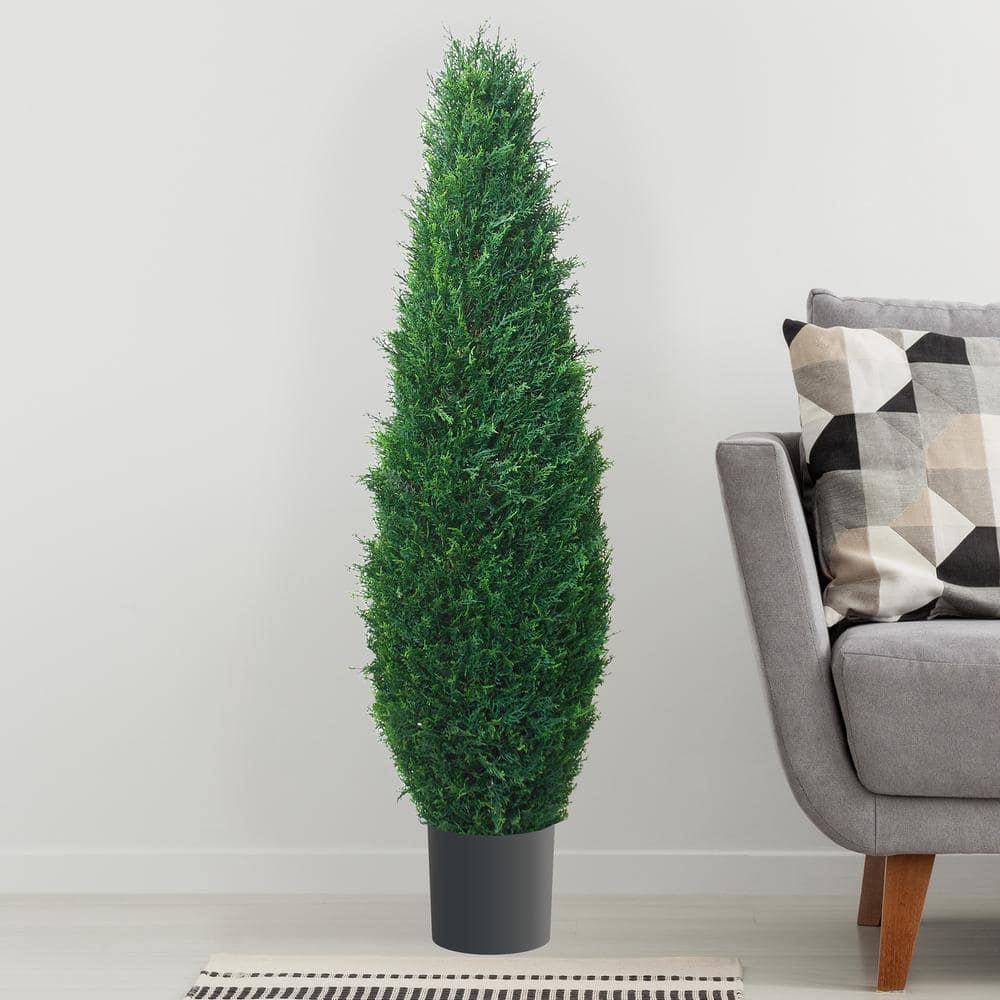 41-Inch Faux Potted Cypress Tree with Black Plastic Pot