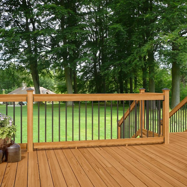 Western Red Cedar 8 ft. Railing Kit with Black Aluminum Balusters