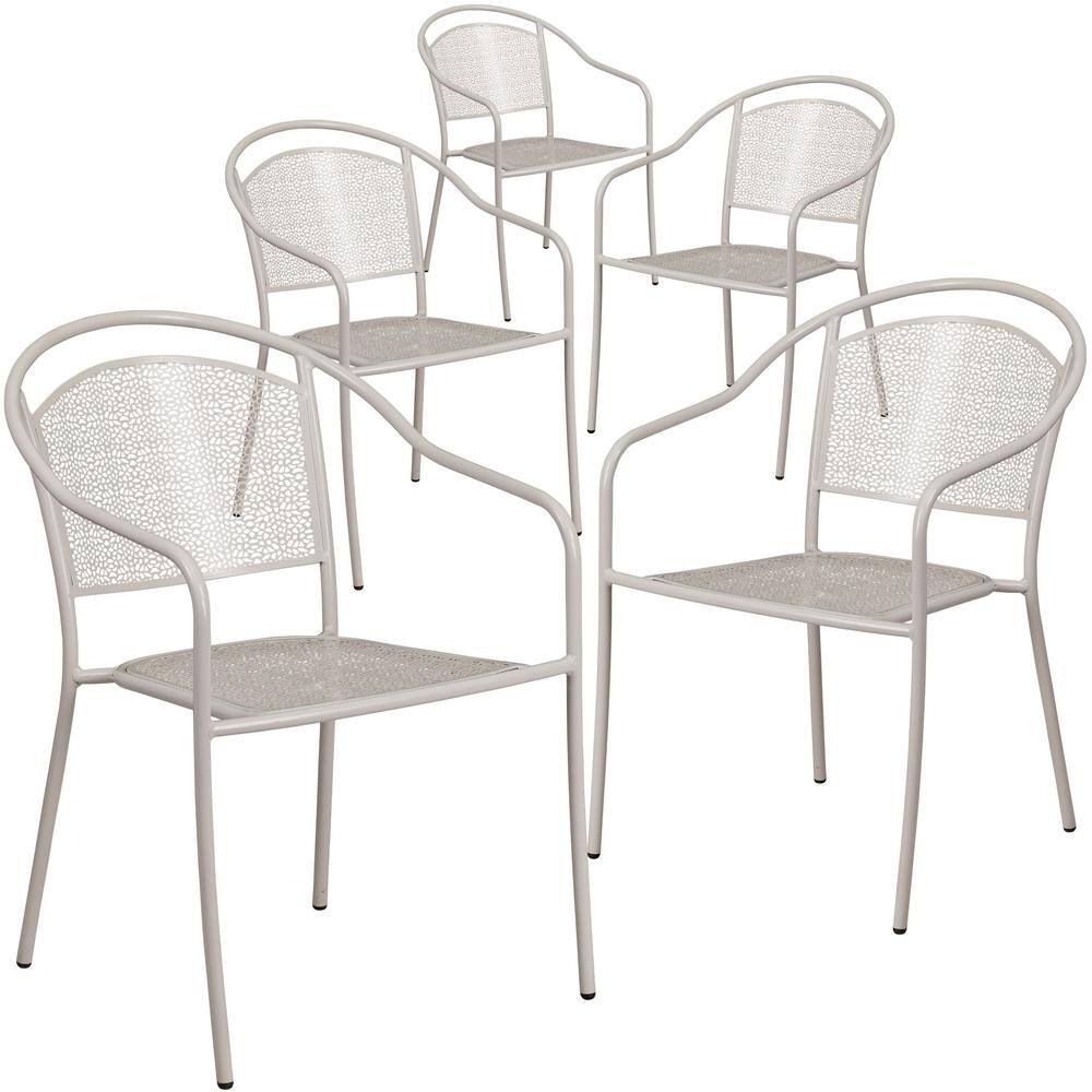 Stackable Metal Outdoor Dining Chair in Light Gray (Set of 5) price history on PriceWatchPro