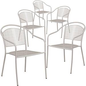 Stackable Metal Outdoor Dining Chair in Light Gray (Set of 5)