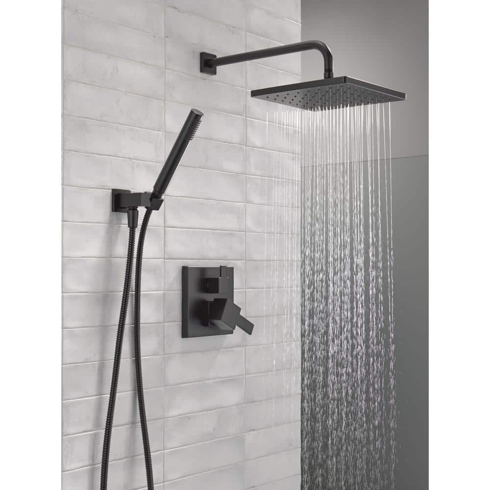 Matte Black Modern Raincan Square Shower System with Handheld Spray