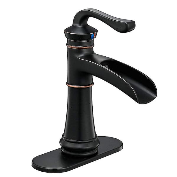 Unbranded Single Handle Single Hole Bathroom Faucet, Modern Waterfall Bathroom Sink Faucet for 3-Hole Oil Rubbed Bronze