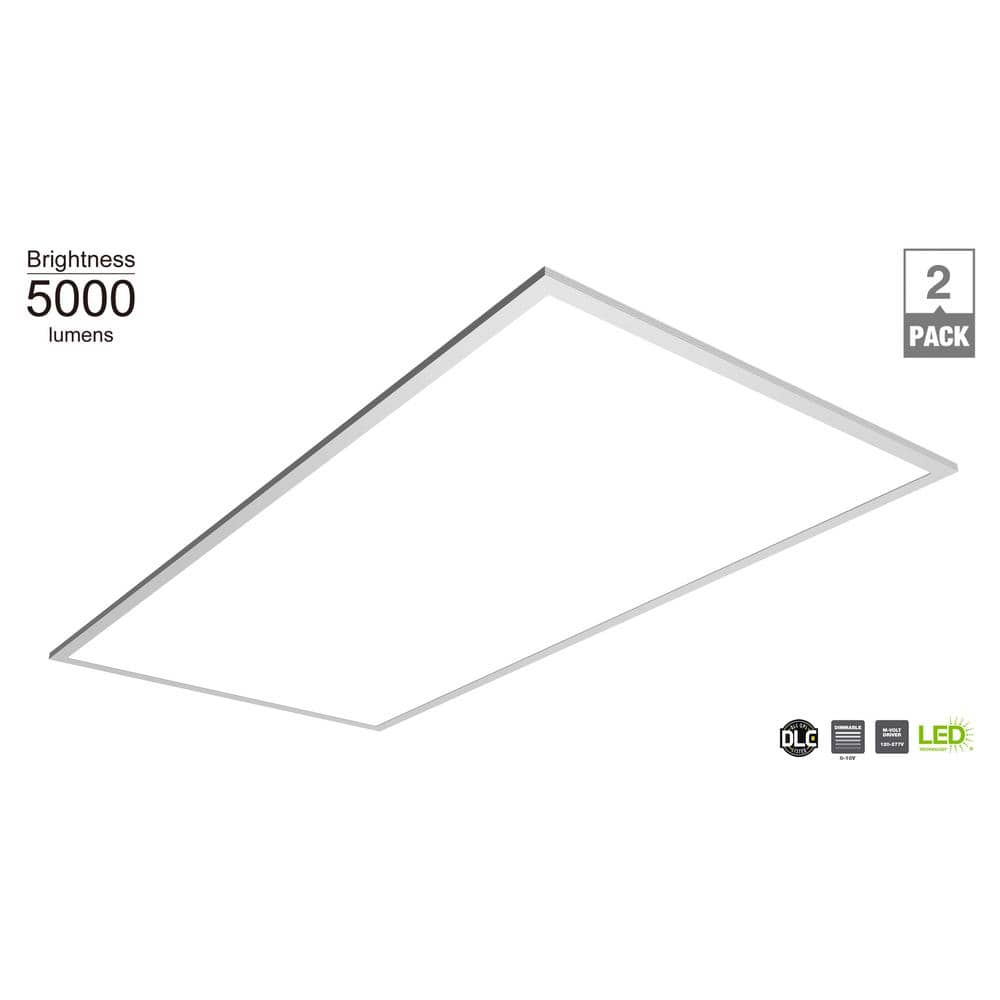 Commercial Electric 2ft. x 4ft. White Integrated LED Multi-Volt Flat Panel  Troffer Light Fixture at 5000 Lumens, 4000K Bright White (2-Pack)  PN324A50A3-40 The Home Depot
