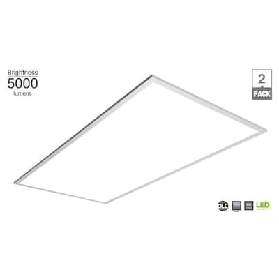 5000 Lumens 2 ft. x 4 ft. White Integrated LED Multi-Volt Flat Panel Troffer (2-Pack)