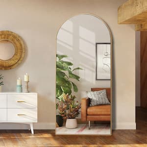 24 in. W x 71 in. H Oversized Classic Modern Arch-Top Full Length Gold Standing Mirror