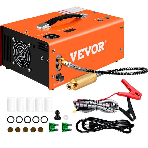 VEVOR PCP Air Rifle Pump 0.4 Gal. 4500 PSI Portable Electric Pancake Air Compressor 110/220-Volt AC with Built-in Adapter&Fan