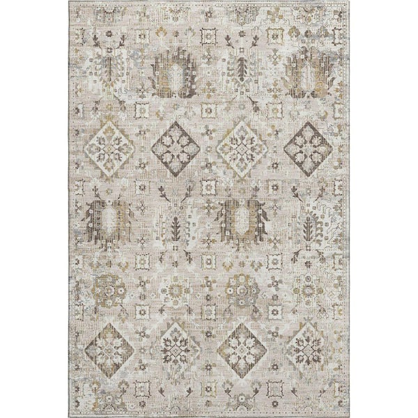 Mayfield Premium Machine Washable Abstract AMF1998 Linen 3 ft. x 4 ft. Area Rug