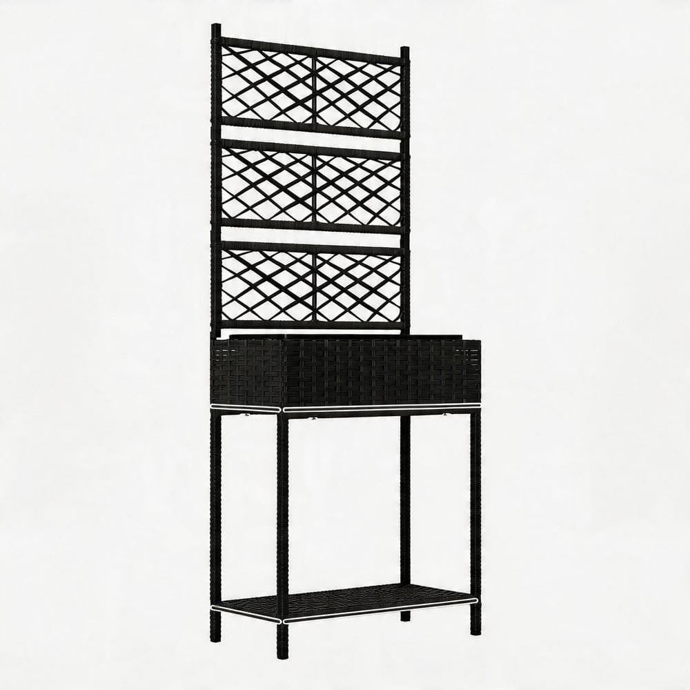 Black Rattan Planter Box with Trellis and Storage Shelf (21.7 in. L x 10.2 in. W x 52.4 in. H) price history on PriceWatchPro