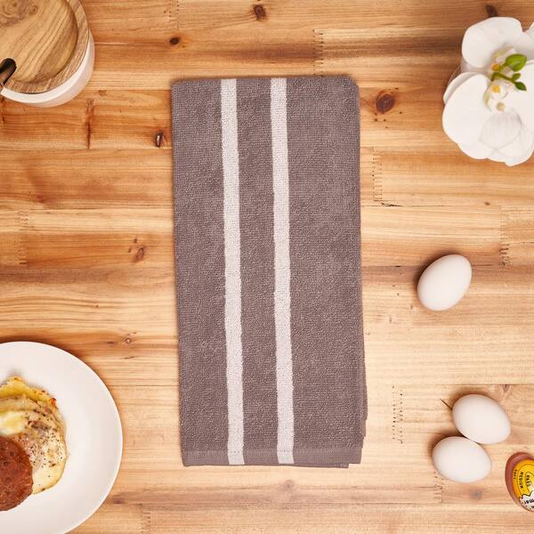 RITZ Black Terry Check Cotton Kitchen Towel Set of 3 82414A - The Home Depot