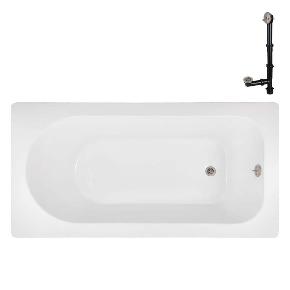 60 in. x 32 in. Rectangular Acrylic Soaking Drop-In Bathtub, with Reversible Drain in Brushed Nickel price history on PriceWatchPro