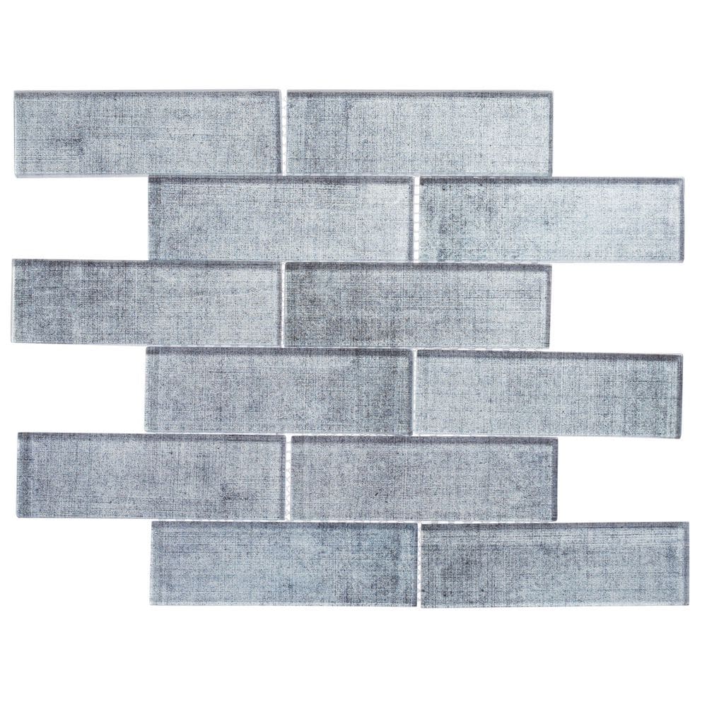 Migdal Lumin Gray/Black 5 in. x 6.5 in. Smooth Glass Mosaic Wall Tile Sampl