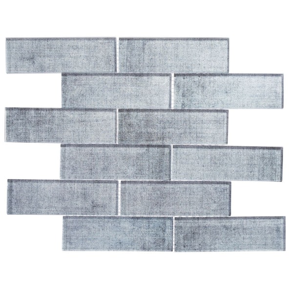ANDOVA Migdal Lumin Gray/Black 5 in. x 6.5 in. Smooth Glass Mosaic Wall Tile Sample
