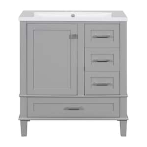 30 in. Wood Bathroom Vanity Modern Grey Cabinet with Console Sink Set and Basin Combo, a Soft Closing Door, 3-Drawers