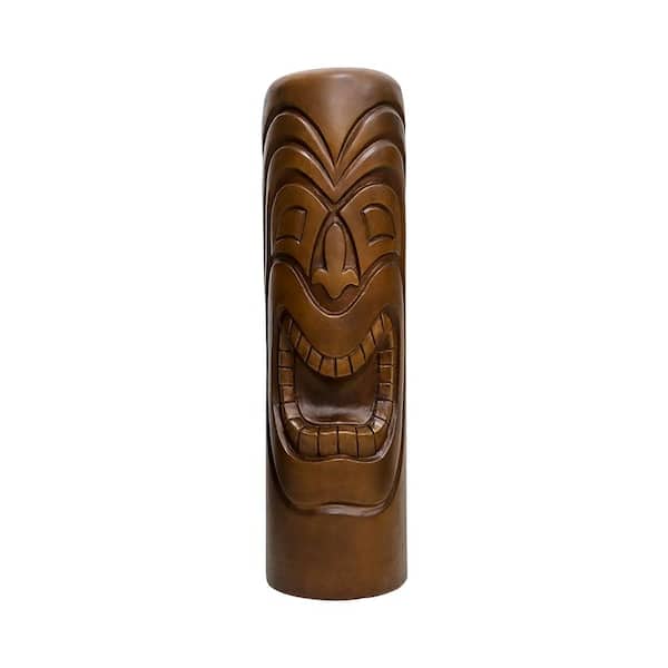 Watnature 35.8in. Cement Outdoor Statues - The Grande Tiki God Kanaloa Teeth Indoor Outdoor Sculpture for Garden, Lawn, House