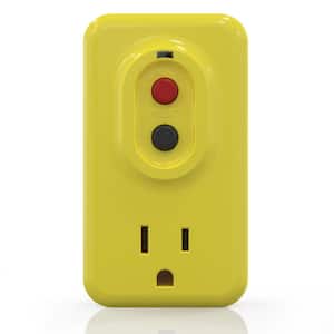 15 AMP Single Outlet GFCI Adapter, 3-Prong  Grounded GFCI Adapter Plug, for Indoor Use with Manual Reset, Yellow