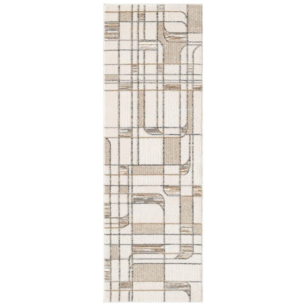 Nourison Nordic Ivory Multicolor 2 ft. x 6 ft. Abstract Contemporary Runner Area Rug
