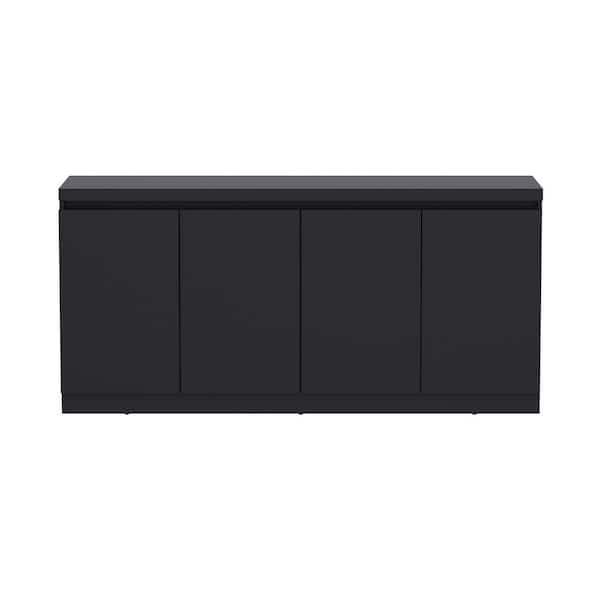 Griffin Modern Onyx Composite Wood 62.4 in. Sideboard with 6 Fixed Shelves