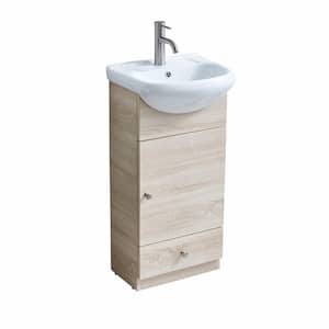 18 in. W x 10 in. D x 36 in. Small Mini Bathroom Vanity in Danube Oak with White Ceramic Single Sink