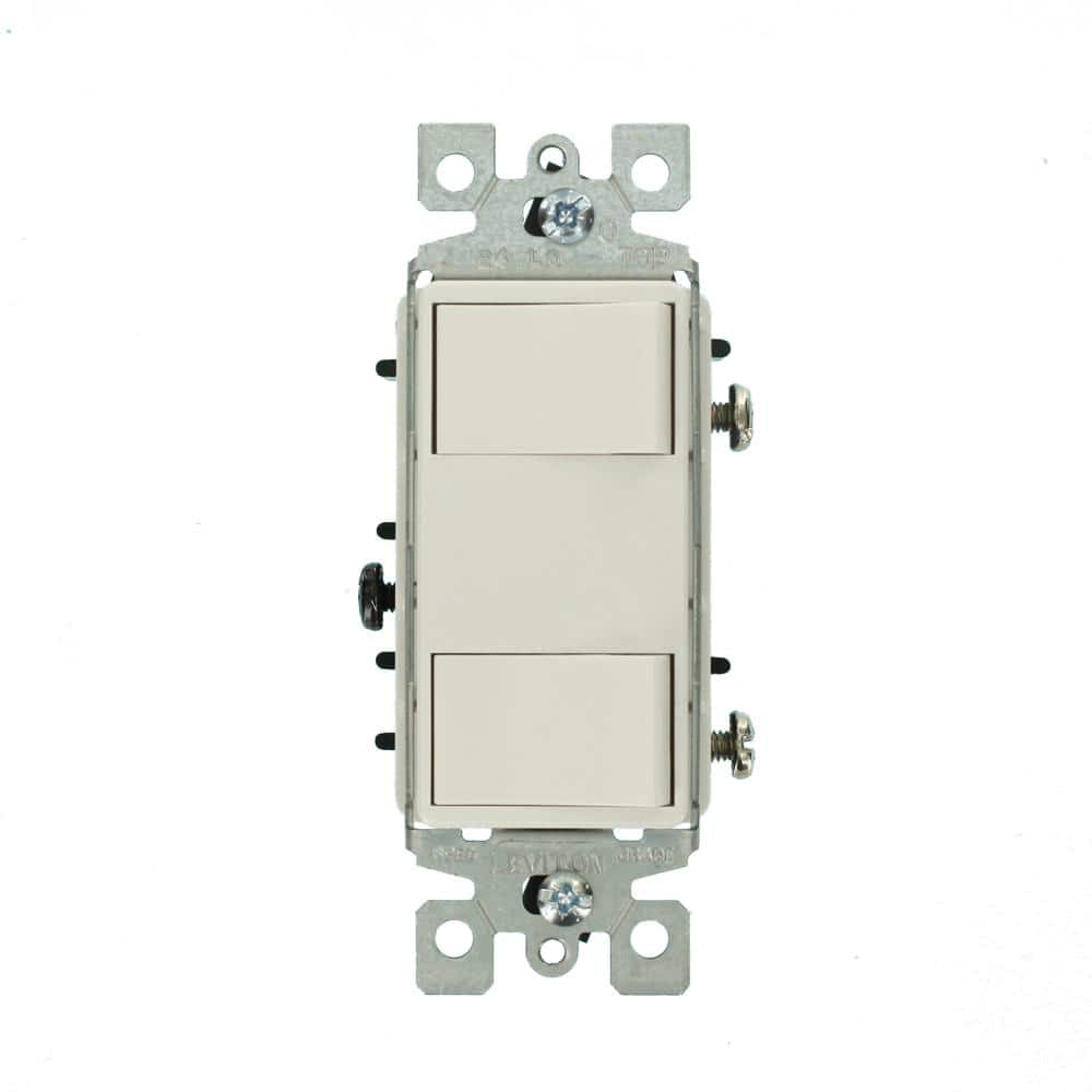 White Satin Dual Rocker Light Switch with Grounding