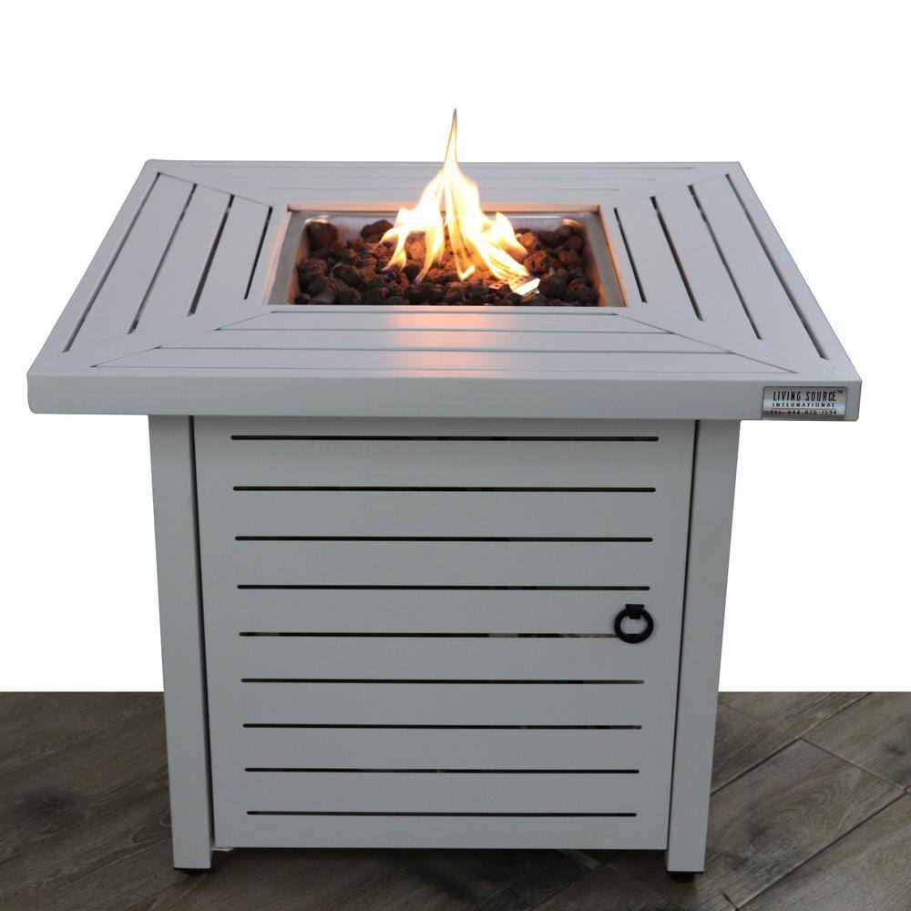 Gray Steel Square Propane Fire Pit Table, 30"