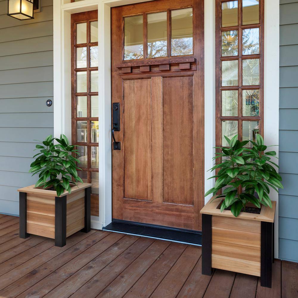 Medium Cedar and Vinyl Square Planter Box