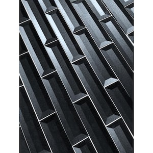 Forever Blue Gray 2 in. x 8 in. Beveled Glossy Glass Subway Wall Tile (1 Sq. Ft./Case)