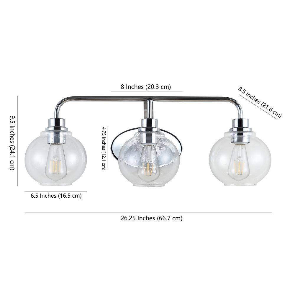 Chrome Sandrine 26.25'' 3-Light LED Vanity Light with Glass Shade