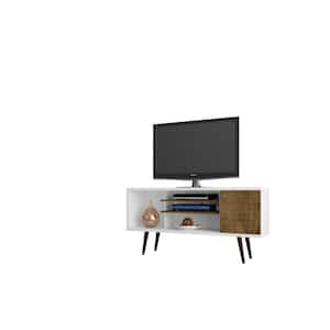 Liberty 53 in. White and Rustic Brown Composite TV Stand Fits TVs Up to 50 in. with Storage Doors