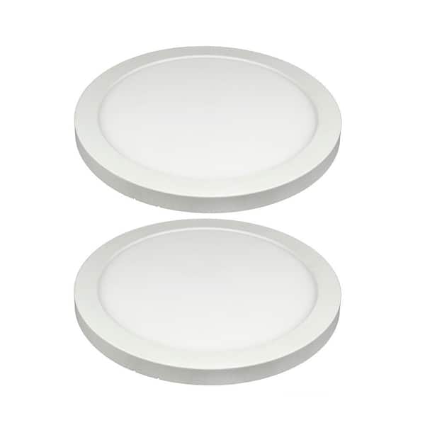 Cedar Hill 8 in. Integrated LED Round Panel Ceiling Flush Mount (2-Pack)